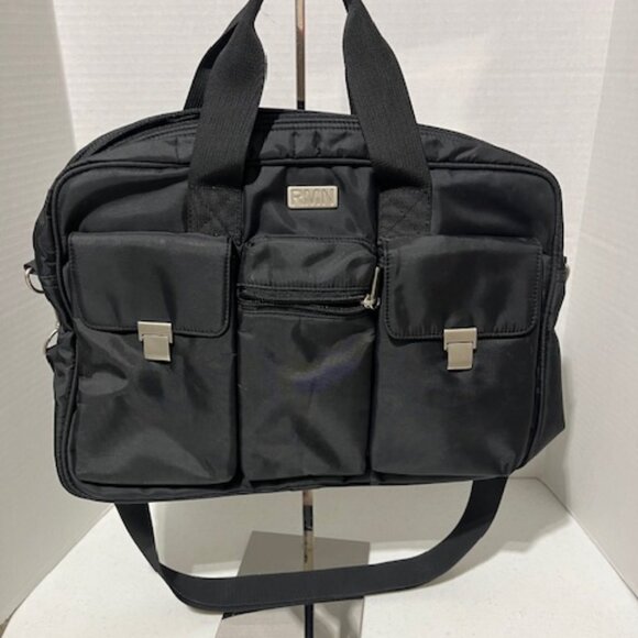 Black RMN Nylon Travel Messenger Laptop Notebook Tote Case Bag - Picture 1 of 16